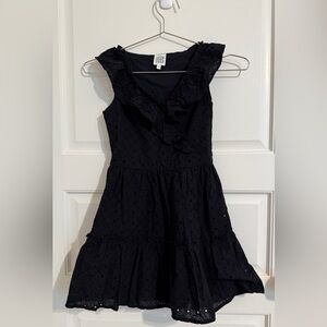 Elegant Black cotton eyelet Kids Dress with Frills